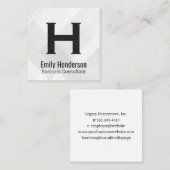 モノグラクラシックム | 白抽象芸術幾何学模様 スクエア名刺 (正面/裏面)