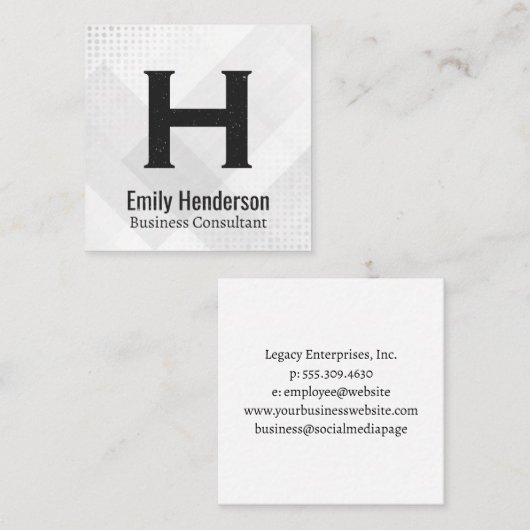 モノグラクラシックム | 白抽象芸術幾何学模様 スクエア名刺 (正面/裏面)