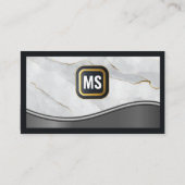 モノグラクラシックム |金ゴールド白大理石 |メタリック 名刺 (正面)