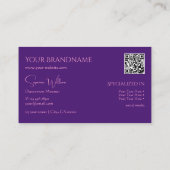 モノグラクラシックムQRコード付き王室の平紫色 名刺 (裏面)