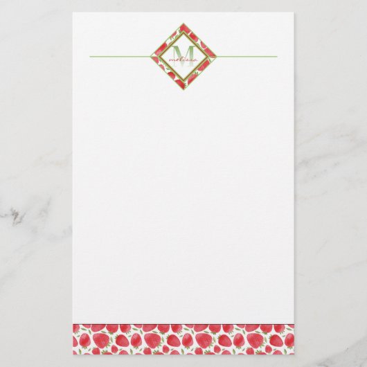 モノグラグラデーションム | 夏のイチゴ+緑 便箋