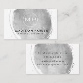 モノグラコンテンポラリームでブラシされた灰色の水色 名刺 (正面/裏面)