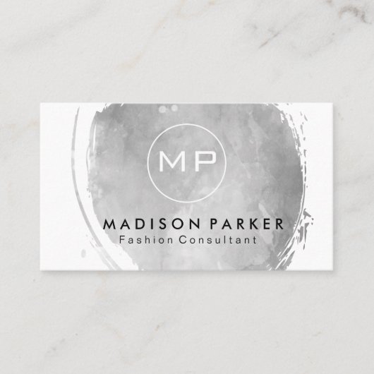 モノグラコンテンポラリームでブラシされた灰色の水色 名刺 (正面)