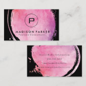 モノグラコンテンポラリームでブラッシングされたシックな水彩画 名刺 (正面/裏面)