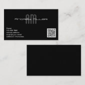モノグラコンテンポラリームスタイリッシュブラックQRコード 名刺 (正面/裏面)