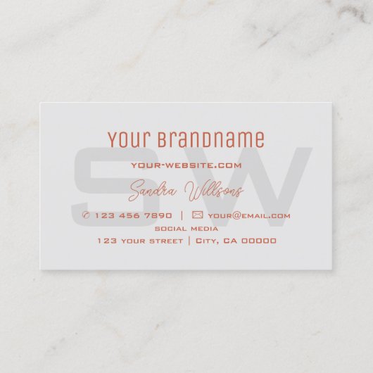 モノグラシンプルムとロゴ付きコーラルライトグレー 名刺 (裏面)