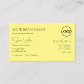 モノグラシンプルムとロゴ付き無地ライトイエロー 名刺 (裏面)