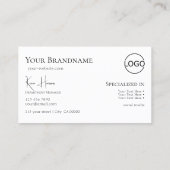 モノグラシンプルムとロゴ付き白黒プレーン 名刺 (裏面)