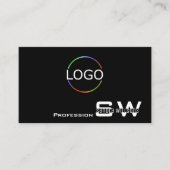 モノグラシンプルムとロモダンゴを使用した白黒 名刺 (正面)