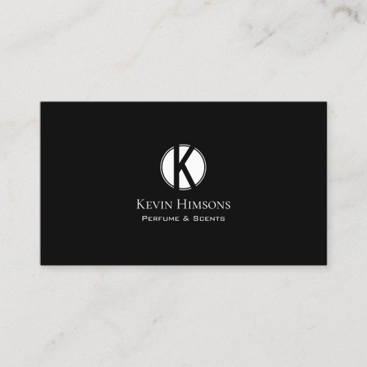 モノグラシンプルムと写真の白黒プレーン 名刺 (正面)