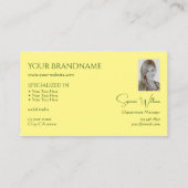 モノグラシンプルムと写真を含む無地の淡い黄色 名刺 (裏面)