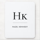 モノグラシンプルムエレガントクラシックホワイトモノグラムの マウスパッド (正面)