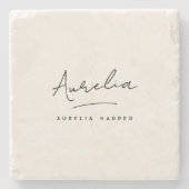 モノグラシンプルムエレガントフェミニンミニマルシグネチャー ストーンコースター (正面)