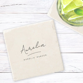 モノグラシンプルムエレガントフェミニンミニマルシグネチャー ストーンコースター