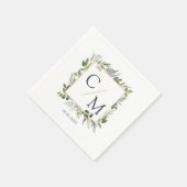 モノグラシンプルムエレガントユーカリ スタンダードカクテルナプキン (角)