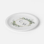 モノグラシンプルムエレガントユーカリ ペーパープレート (アングル)