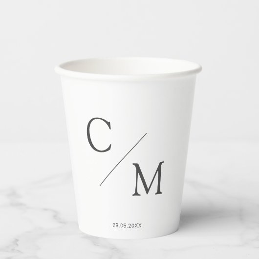 モノグラシンプルムエレガント紙カップ 紙コップ (正面)