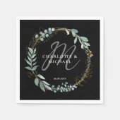 モノグラシンプルムエレガント・ユーカリ結婚の スタンダードカクテルナプキン (正面)