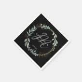 モノグラシンプルムエレガント・ユーカリ結婚の スタンダードカクテルナプキン (角)