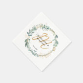 モノグラシンプルムエレガント・ユーカリ結婚の スタンダードカクテルナプキン (角)