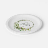 モノグラシンプルムエレガント・ユーカリ結婚の ペーパープレート (アングル)