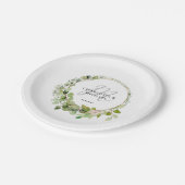 モノグラシンプルムエレガント・ユーカリ結婚の ペーパープレート (アングル)