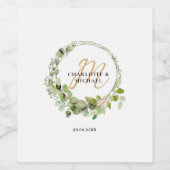 モノグラシンプルムエレガント・ユーカリ結婚の ワインラベル (シングルラベル)