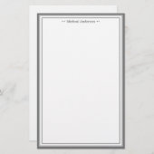 モノグラシンプルムグレー縁どクラシックパーソナライズされた 便箋 (正面/裏面)