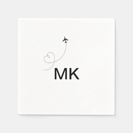 モノグラシンプルムミニマル追加文字旅行飛行機写真 スタンダードカクテルナプキン (正面)
