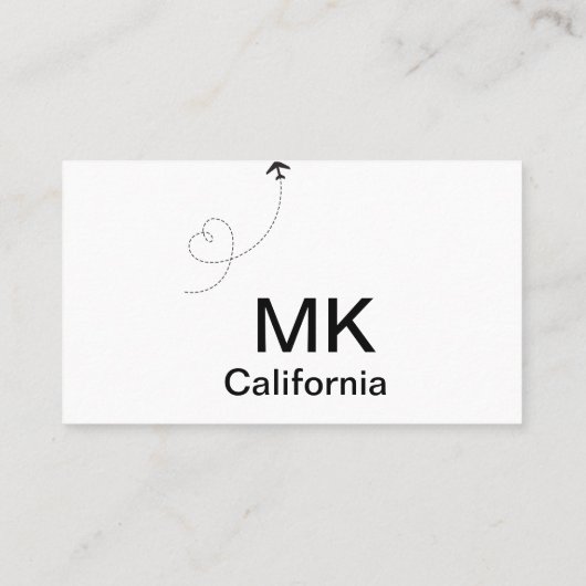 モノグラシンプルムミニマル追加文字旅行飛行機写真 名刺 (裏面)