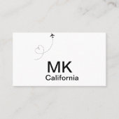 モノグラシンプルムミニマル追加文字旅行飛行機写真 名刺 (正面)