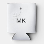 モノグラシンプルムミニマル追加文字旅行飛行機写真 缶クーラー (正面)