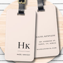 モノグラシンプルムモダンエレガント赤面ピンククラシック ラゲッジタグ