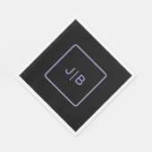 モノグラシンプルムモダンブラック及びラベンダー スタンダードランチョンナプキン (角)