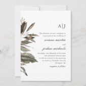 モノグラシンプルム写真付き植物花束 招待状 (正面)