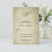 モノグラシンプルム | ヴィンテージ紙RSVP 出欠カード (スタンド正面)