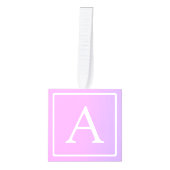 モノグラシンプルム |淡いピンク/紫グラデーション キューブオーナメント (正面)