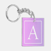 モノグラシンプルム |淡いピンク/紫グラデーション キーホルダー (正面左)