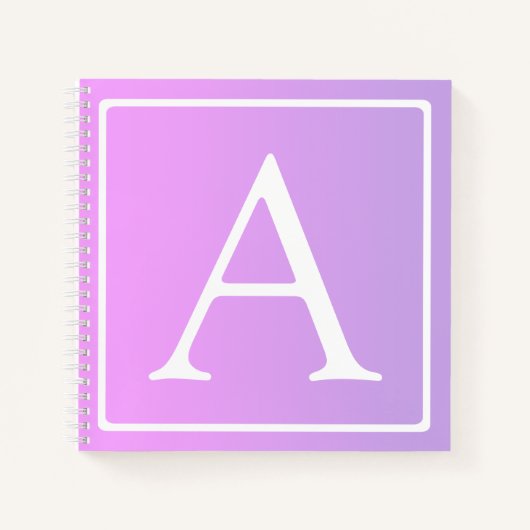 モノグラシンプルム |淡いピンク/紫グラデーション ノートブック (正面)