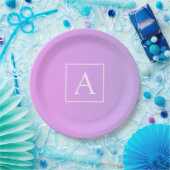 モノグラシンプルム |淡いピンク/紫グラデーション ペーパープレート (パーティー)