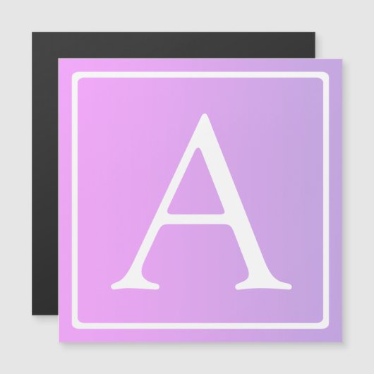 モノグラシンプルム |淡いピンク/紫グラデーション マグネット招待状 (正面/裏面)