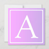 モノグラシンプルム |淡いピンク/紫グラデーション マグネット招待状 (正面)