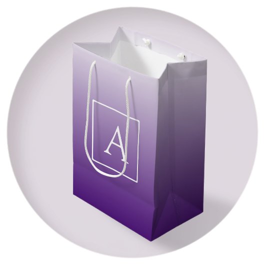 モノグラシンプルム |紫かわいらしグラデーショングラデーション ミディアムペーパーバッグ