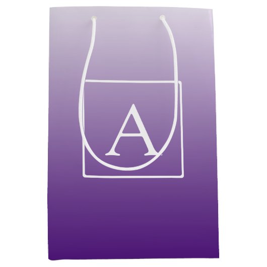 モノグラシンプルム |紫かわいらしグラデーショングラデーション ミディアムペーパーバッグ (正面)