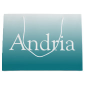 モノグラシンプルム |編集可能な青の緑グラデーション ラージペーパーバッグ (正面)