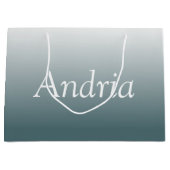 モノグラシンプルム |編集可能な青グレーグラデーション ラージペーパーバッグ (正面)