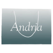 モノグラシンプルム |編集可能な青グレーグラデーション ラージペーパーバッグ (裏面)