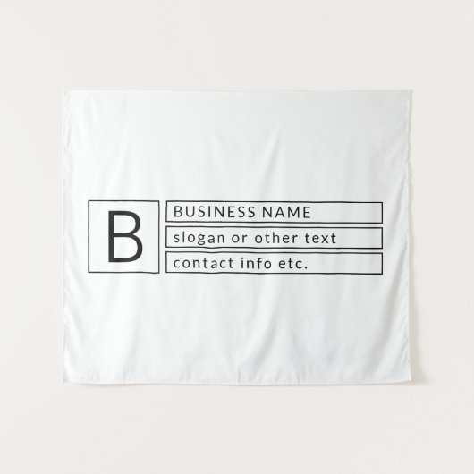 モノグラスタイリッシュムおよびビジネス名(または他の文字) タペストリー (正面(横))