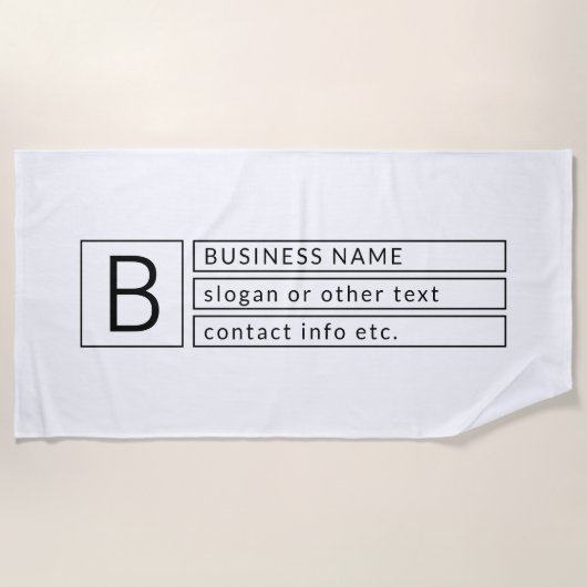 モノグラスタイリッシュムおよびビジネス名(または他の文字) ビーチタオル (正面)