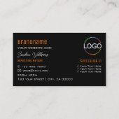 モノグラスタイリッシュムとロゴ付きプレーンなオレンジ色のブラック 名刺 (裏面)